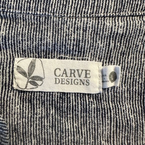 Carve Designs Casual Blouse - Blue and White Striped, Size Large - Picture 5 of 5